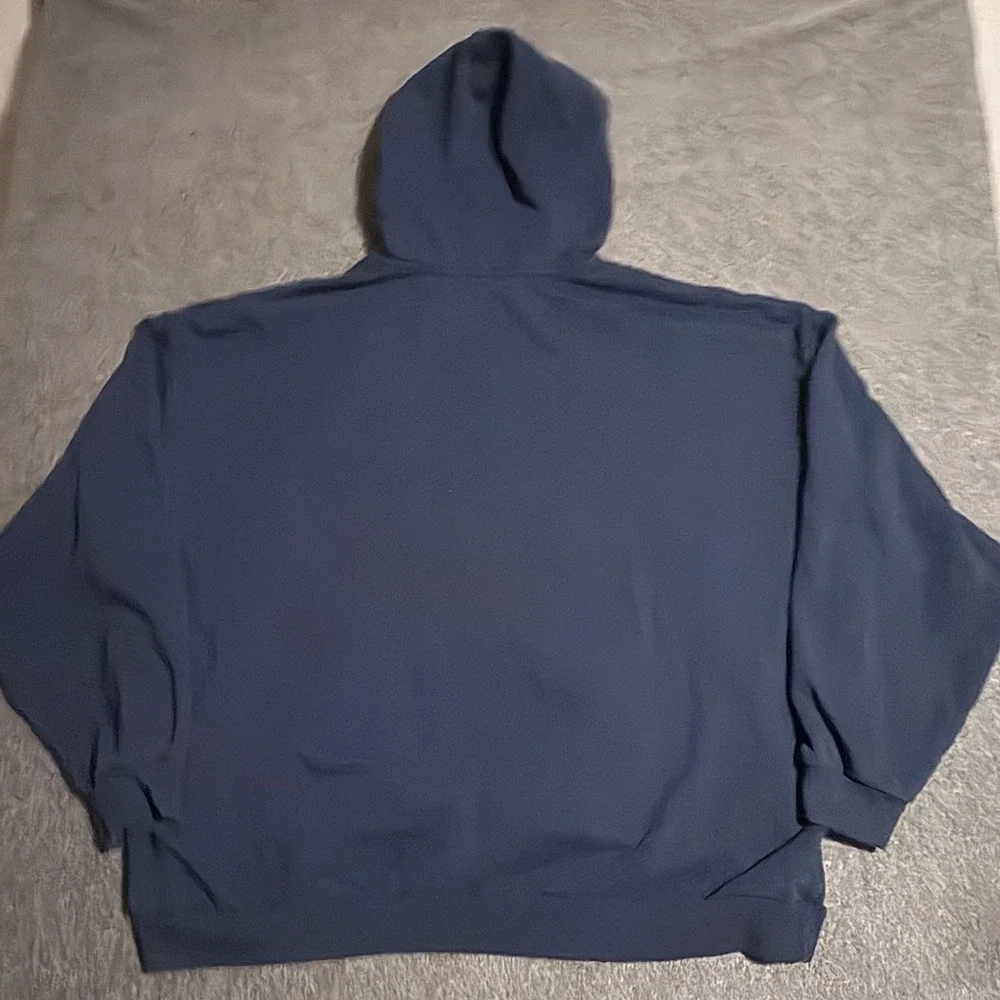 Alo Yoga Accolade Hoodie Blue Chrome Logo Relaxed Fit Sweatshirt Womens 2XL